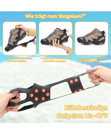 Buy Tboonor Ice Spikes for Shoes - Anti-Slip Crampons with 10 Spikes for Snow & Ice - Size L 40.5-45 (EU) - Orange Red - Buy Online on SooperMarket.com