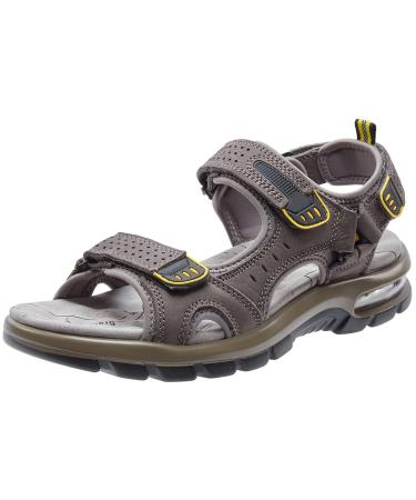 Outpro men's outdoor sports sandals light leather trekking hiking hiking sandals men's off-road summer sandals with Velcro fastener waterproof shoes 45 EU gray