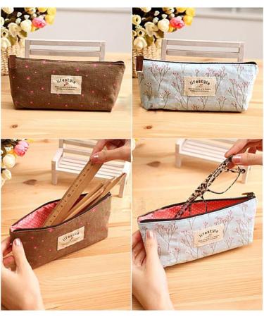 Linen Pencil Case & Cosmetic Bag in Pink - Stylish Durable and Perfect for International Shipping - Buy Online on SooperMarket.com
