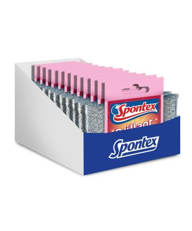Spontex brilliant cleaning pad 12 pack for sensitive surfaces scratch -free and long -lasting silver and pink 12 brilliant cleaning pad 12 Pack