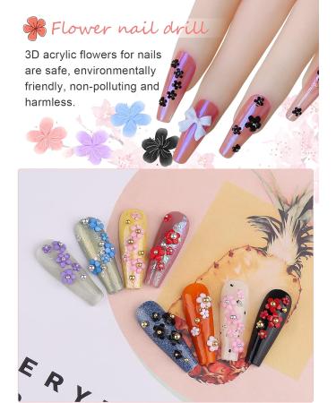 3D Colorful Flower Nail Charms | Acrylic Rhinestone Decorations | Kalolary Nail Art Studs | Gold Silver Caviar Beads | Women Girls | 12 Grids/Box - Buy Online on SooperMarket.com