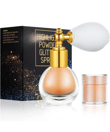 AOOWU Glitter Powder Spray Shiny Body Glitter Spray for Women Highlighter Loose Powder Spray Shimmer Sparkle Powder Makeup Spray for Body Hair Face and Clothing Champagne