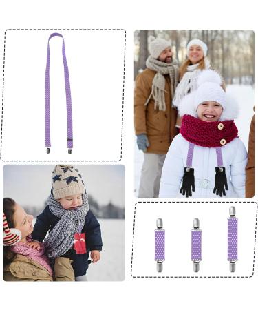 PEUTIER 4pcs Mitten Clips and Hat Clip Elastic Stainless Steel Winter Glove Clips Glove Attachment Clips Mitten Holder String Attachment Straps for Toddlers Kids Adults Purple - Buy Online on SooperMarket.com
