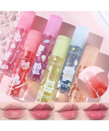 DENESTUP 6pcs Roll On Lip Gloss Set Fruit Flavored Lip Gloss Set Glossy Lip Make-up for Kids and Teens Non Toxic Kid Friendly Party Gift Best Friends