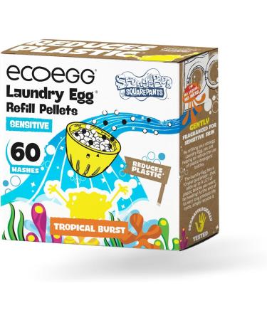 SpongeBob x Ecoegg Laundry Egg Refill Sensitive - 60 Loads Tropical Burst | Eco-Friendly No Enzymes Phosphates Palm Oil Chlorine Bleach or Parabens - Buy Online on SooperMarket.com