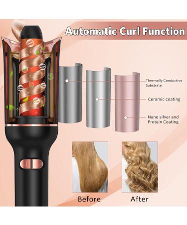 Automatic Hair Curler | 1 Curling Iron with Large Slot Auto Rotating 4 Temps & 3 Timer Settings | Dual Voltage & Auto Shut-off for Perfect Curls - Black - Buy Online on SooperMarket.com