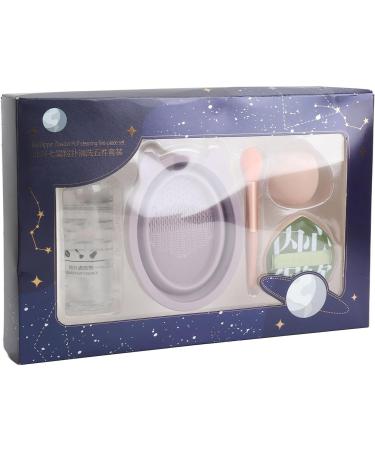 Makeup Brush Cleaner Kit 5 Pieces Textured Multifunctional Residue Removal Purple Makeup Brush Scrubber with Cosmetic Brush for Daily Use - Buy Online on SooperMarket.com