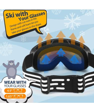 LOEO Kids Ski Goggle - Black with Red Silver Lens | Ski Goggles for Kids Youth Teens Boys and Girls 5-14 - Buy Online on SooperMarket.com