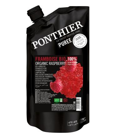 Hymor ponthier organic raspberry -fruit puree - 1x 1kg - puree made of berries made of 100% untreated Willamette raspberries for raspberry bowls raspberry smothies ice cream dessert porridge cupcakes raspberry