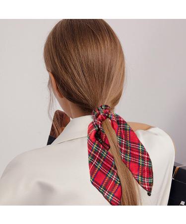 JNAWA 2Pieces Chrismas Tartan Scrunchies Plaid Elastic Hairbands Hair Scarf Scottish Bowknot Hair Scrunchies Hair Accessories for Women Girls - Buy Online on SooperMarket.com