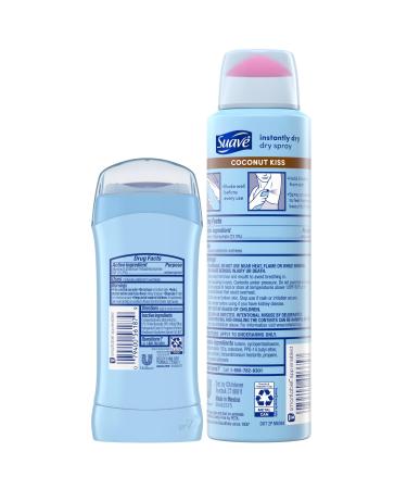 Suave Coconut Kiss Deodorant Bundle for Women - 2-Pack Invisible Solid & Dry Spray - 48H Antiperspirant Protection - Buy Online on SooperMarket.com