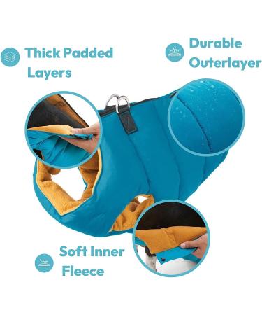 Padded Vest Dog Jacket - Solid Turquoise, Small - Gooby Warm Zip Up Fleece Jacket for Small Dogs - Water Resistant with Dual D Ring Leash Attachment - Small/Medium Dog Sweater - Buy Online on SooperMarket.com