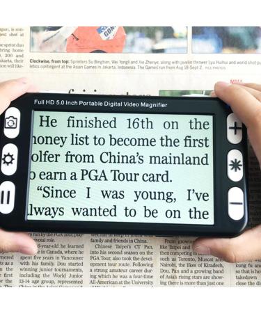 Electronic Video Magnifier Portable Digital Video Magnifier Electronic Reading Electronic Vision Aids Foldable Handheld Magnifier for Senior Kid for Low Vision 2x-48x Zoom