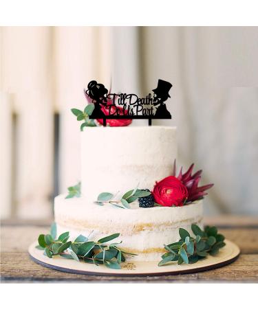 Till Death Do Us Part Cake Topper- Acrylic Mr and Mrs Skull Wedding Cake Topper Halloween Party Decorations Day of the Dead Sign - Buy Online on SooperMarket.com