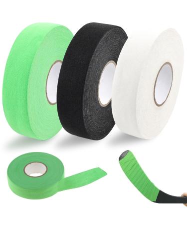 Ningyer 3 rolls ice hockey tape non -slip hockey tape 2.5cm x 25m handle tape hockey rackets suitable for hockey handles tennis rackets badminton rackets (black/white/green)