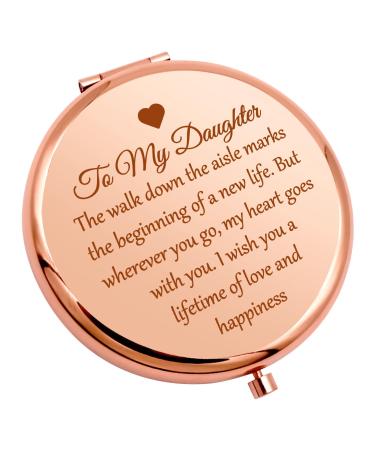 To My Daughter Gift from Mom Dad Inspirational Gifts for Daughter Personal Makeup Mirror Mothers Day Wedding Birthday Gifts for Girls Stepdaughter Graduation Gift for Daughter Compact Mirror Rose Gold
