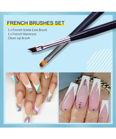 Oblique French Tip Nail Art Brush Set | Manicure Clean-Up & Design Pen | UV Gel & Acrylic Painting | Fine Hair | Black Handle - NB113 - Buy Online on SooperMarket.com
