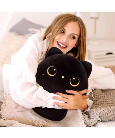 Mewaii 14'' Moon Eyes Cat Mushroom Pillow Plush - Cuddly Black Cat Stuffed Animal Toy - 14 Inch - Buy Online on SooperMarket.com