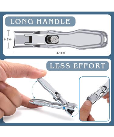 Extra Large Heavy Duty Men's Nail Clippers for Thick Nails - Stainless Steel, Wide Jaw Opening, Long Handle with Catcher File - Buy Online on SooperMarket.com