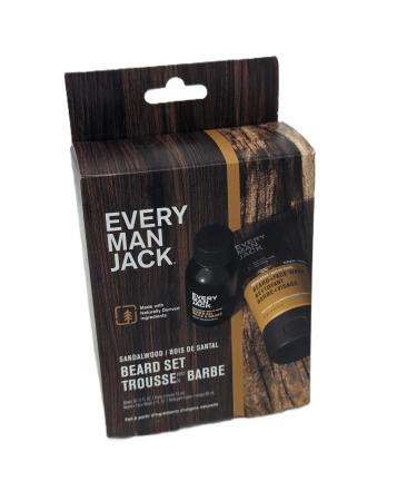 Every Man Jack Sandalwood Beard Trial and Travel Set - Beard Wash and Oil for Clean and Moisturized Beards Brown