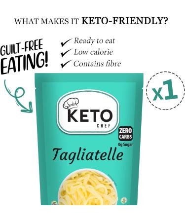Keto Chef Free-from Konjac Tagliatelle - Vegan & Sugar Free Instant Pasta | Zero Carb Shirataki Made of Konjac Flour & Oat Fiber | Ready to Eat (270g) - Buy Online on SooperMarket.com