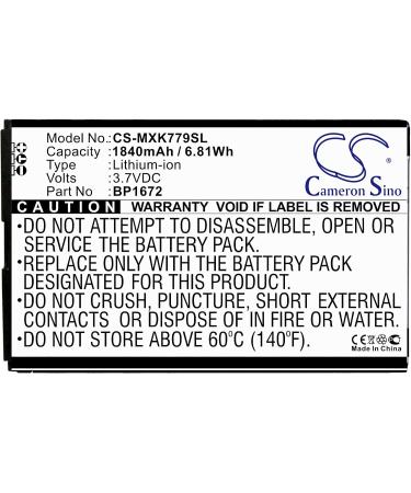 FITHOOD Battery Replacement for Moxee K779 K779HSDG_P BP1672 - 1840mAh 3.7V | International Shipping Available - Buy Online on SooperMarket.com