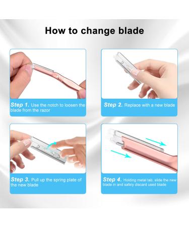 Dermaplane Razor Kit - Reusable Handle & 5 Blades for Facial Hair Removal Eyebrow Shaping & Exfoliation - Rose Gold - International Shipping - Buy Online on SooperMarket.com