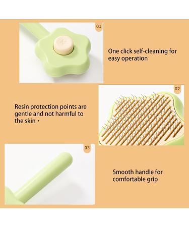 Self-Cleaning Cat Brush with Unlocking Button - Compact Fur Care Brush for Dogs Cats & Rabbits - Efficient Hair Removal in Green - Buy Online on SooperMarket.com