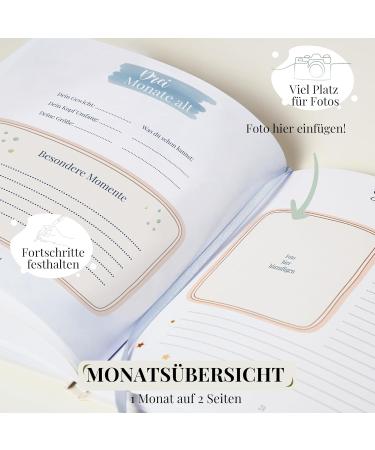 Tiny Trees Baby Diary - My First Year (Hare) | 51 Pages Gift Box Included | Baby Milestone Book & Photo Album - Monthly Birthdays in German - Buy Online on SooperMarket.com