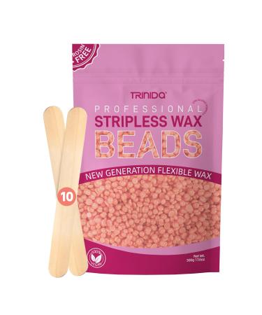 TRINIDa Wax Beads Professional Hard Wax Beads 500g with 10 Applicators For Full Body Facial and Legs Painless Gentle Hair Removal Wax Beads for Women and Men (Rose) Rose 500g