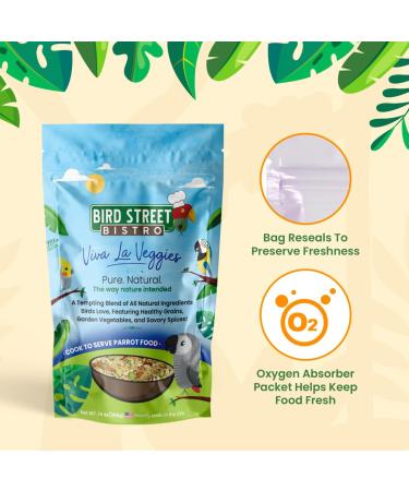 Bird Street - Parrot Food - Parakeet Food - Cockatiel Food - Cooks in 3-15 min w/ Natural & Organic Grains - Legumes - Non-GMO Fruits, Vegetables, & Health Orientated Spices  - 14 OZ - Buy Online on SooperMarket.com