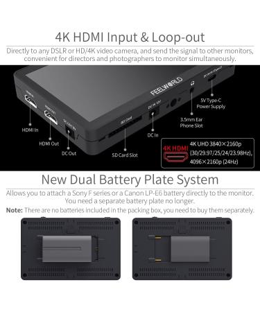 FEELWORLD F6 Plus 6 DSLR Camera Field Monitor | Full HD 1920x1080 IPS Screen with HDR, 3D Lut, Video Peaking, Focus Assist | 4K HDMI, 8.4V DC IO | Tilt Arm Included - Buy Online on SooperMarket.com