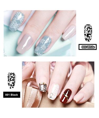 Black & White Nail Stamping Gel Polish Set - 2Pcs 8ml Art Printing for Nail Plate Template - Buy Online on SooperMarket.com