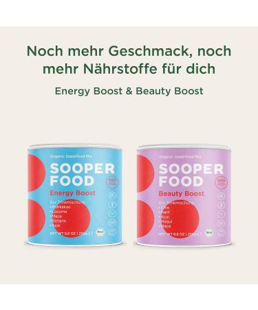 Sooper Food Energy Boost 250g Powder | Bio Vegan Superfood Addon for Sustainable Energy | Essential Vitamins & Minerals | Coffee Alternative with Maca & Cacao - Buy Online on SooperMarket.com
