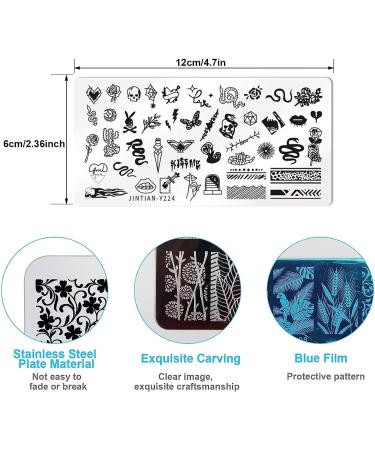 OUBFUUY Snake Series Nail Stamp Plates Nails Art Stamping Plates Snake Lips Flower Animal Nail plate Template Image Plate - Buy Online on SooperMarket.com