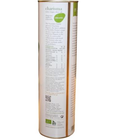 Charisma Greek Organic Extra Virgin Olive Oil from Crete Tin 1L - Cold Extraction 1 L - Buy Online on SooperMarket.com