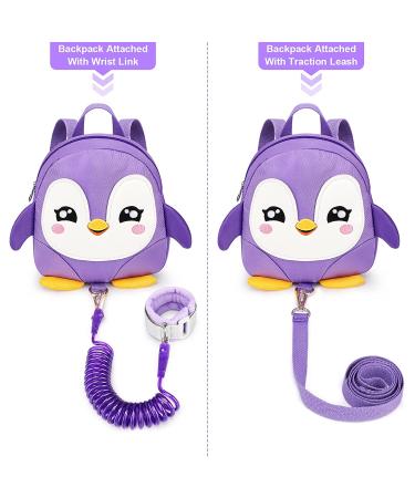 Accmor Toddler Harness Backpack Leash - Cute Penguin Kid Backpack with Anti Lost Wrist Link - Purple - Buy Online on SooperMarket.com