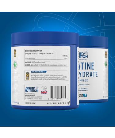 Applied Nutrition Creatine Monohydrate Powder - 250g (50 Servings), Boosts High-Intensity Performance, Unflavoured - Buy Online on SooperMarket.com