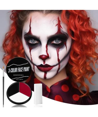 Buy Black White Red Face Paint Kit - Includes 3 Sponges & Brush | Perfect for Baseball Softball Halloween Makeup Cosplay & Theme Parties - Buy Online on SooperMarket.com