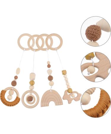 KESYOO 4Pcs Hanging Wooden Baby Toys Set for Play Gym and Teething - Baby Rattle Pendant Toy for Newborns - Light Brown - Buy Online on SooperMarket.com