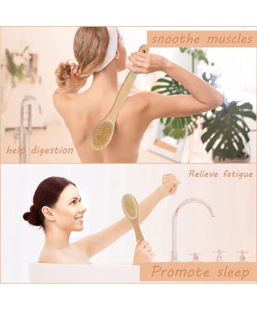 Bamboo Handled Shower Brushes for Exfoliating and Body Massage - Soft and Hard Natural Boar Bristles - Ideal for Back and Whole Body Scrubbing - Buy Online on SooperMarket.com
