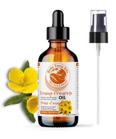 Bella Terra Oils Evening Primrose Oil. 120ml. 100% Pure. Cold-pressed. Unrefined. All Natural. Rich in GLA. Chemical-free. Soothes Dry Skin. Nourishes Skin & Hair. 120 ml (Pack of 1)