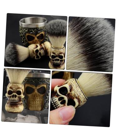 Buy Balacoo Skull Beard Brush Set - Men's Badger Shaving Brush & Mug | Premium Barber Tools for Facial Cleaning & Shaving Soap Bowl - Buy Online on SooperMarket.com