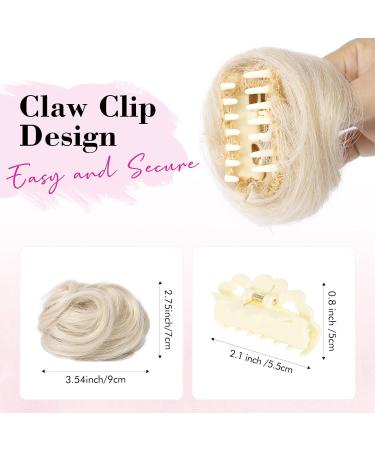 REECHO 2 PCS Mini Claw Clip in Messy & Cat Ears Hair Bun Extensions Wig Accessory Updo Hairpieces for Women Girls (Pack of 2-3.5" Wavy Light Blonde) Pack of 2 - 3.5" Wavy Light Blonde - Buy Online on SooperMarket.com