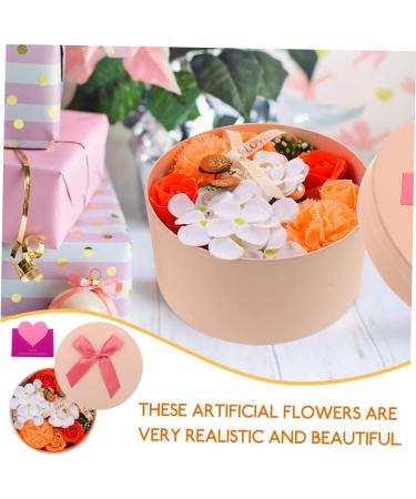 PRETYZOOM 1 Box Preserved Flower Decoration Wedding Favors Christmas Decor Fake Soap Flower Faux Christmas Centerpieces Ornament Party Soap Flower Indoor Artificial Flower 16.2X16.2X8.2CM Orange - Buy Online on SooperMarket.com