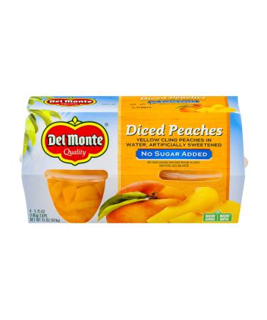 Del Monte Diced Peaches No Sugar Added 4 - 3.75 oz cups (Pack of 6)