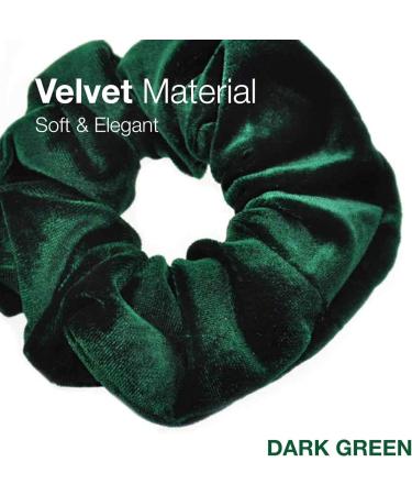2 PCS Premium Large Dark Green Velvet Hair Scrunchies for Women, Girls, and Kids - Buy Online on SooperMarket.com