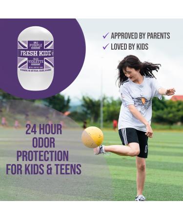 Fresh Kidz Roll On Deodorant for Kids and Teens - Baking Soda and Aluminum-free 24 Hour Protection for Sensitive Skin - Girls "Purple" 1.86 fl.oz. (2 Pack) 1.86 Fl Oz (Pack of 2) - Buy Online on SooperMarket.com