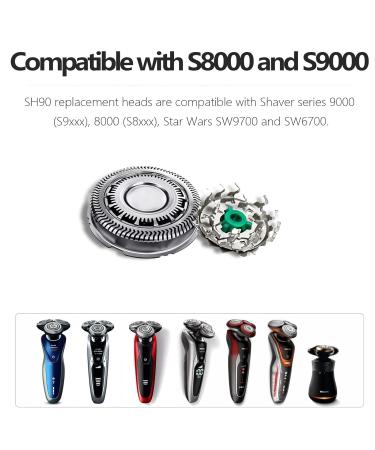 SH90 Replacement Heads for Philips Norelco Shaver S9000/S8000 Series - Compatible SH90/62 - 3 Pack - Buy Online on SooperMarket.com