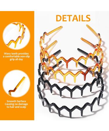 Ruzister 4 Pieces Zigzag Headbands Classic 90s Plastic Headband with Teeth Wavy Comb Headband for Women and Men Shark Tooth Headband - Buy Online on SooperMarket.com